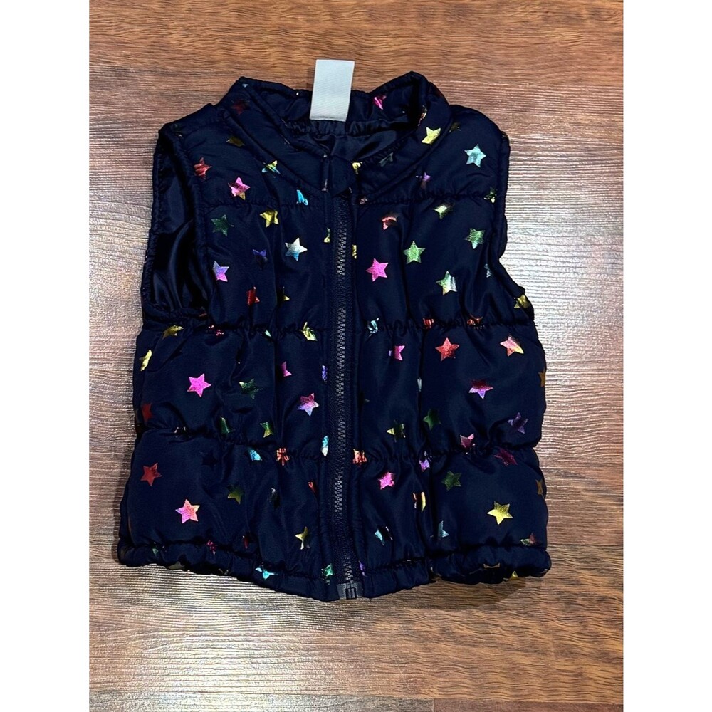 Healthtex - Navy Puffer Vest with Multicolor Star Accents